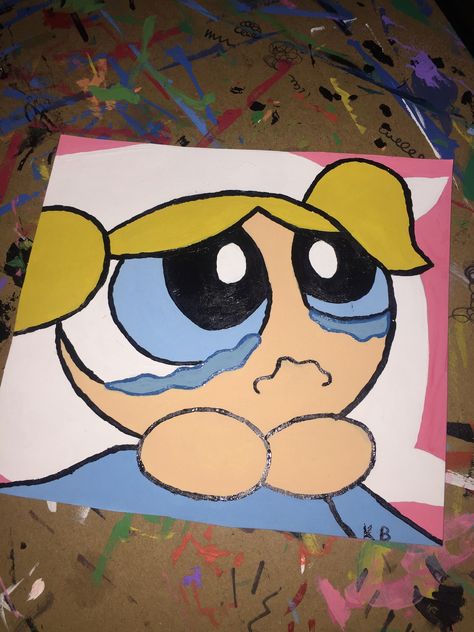 powerpuff girls painting Powerpuff Girls Canvas Painting, Powerpuff Girl Painting, Powerpuff Painting, Powderpuff Painting, Easy Cartoon Paintings, Cute Cartoon Paintings, Powerpuff Girls Painting, Aesthetic Cartoon Painting Easy, Cartoon Character Paintings