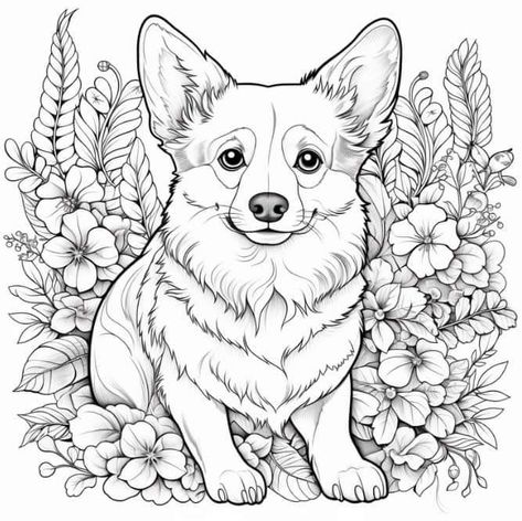 Corgi Coloring Pages, Free Printable Coloring Book, Kawaii Corgi, Dog Coloring Book, Printable Coloring Book, Graphite Drawings, Welsh Corgi, Free Printable Coloring, Book Page