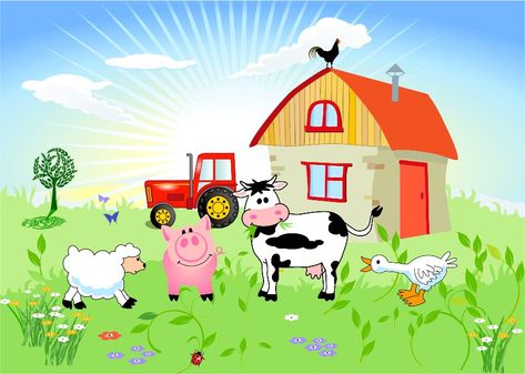 Farm With Animals, Farm Cartoon, Farm Animals Activities, Farm Pictures, Fall Preschool Activities, Farm Gate, Barn Animals, Mindy Kaling, Farm Art