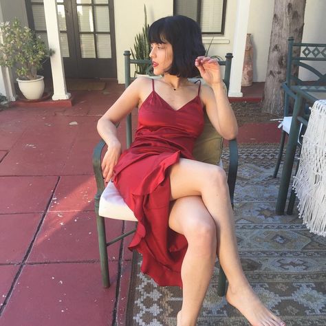 María 🐉 on Instagram: “cleaning day today” Maria Zardoya, Eve Babitz, The Marías, I Am Nothing, Red Slip Dress, Cleaning Day, Celebrity Look, Aesthetic Outfits, Concert Outfit