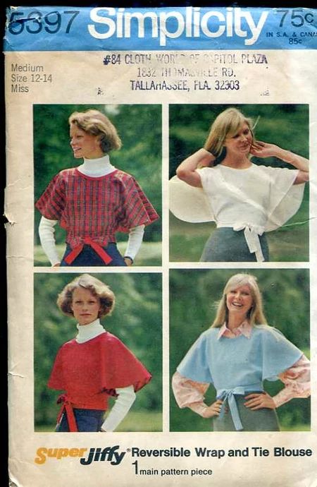 Tie Blouse Pattern, Wrap Blouse Pattern, Vintage Sleeves, Blouse Sewing Pattern, Simplicity Patterns Vintage, 1970s Sewing Patterns, Blouse Sewing, Reversible Top, Blouse Pattern Sewing