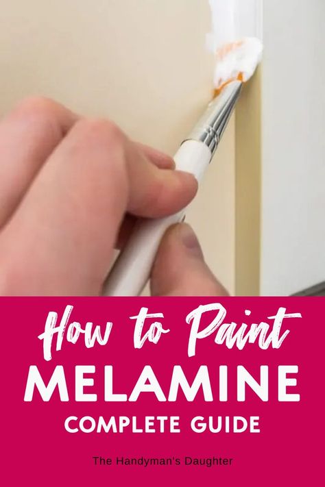 Learn how to paint melamine so it doesn't peel or scratch off! These painting tricks work great for melamine cabinets and furniture. How To Paint Melamine Furniture, How To Paint Melamine, Melamine Paint, Painting Melamine Furniture, Melamine Cabinets Makeover, Melamine Furniture Design, Melamine Kitchen Cabinets Makeover, How To Paint Formica Cabinets, Paint Melamine Furniture