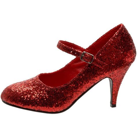 Funtasma Women's 'Glinda-50G' Red Glitter Pumps (140 BRL) ❤ liked on Polyvore featuring costumes, shoes, rubies halloween costumes, lady costumes, red halloween costumes, adult women halloween costumes and lady halloween costumes