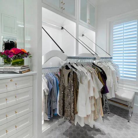 Drop Down Ceiling Storage & Closet Ideas & Photos | Houzz Long Narrow Closet, Narrow Walk In Closet, Transitional Closet, Narrow Closet, Contemporary Closet, Locker Designs, Creative Closets, Built In Dresser, White Closet