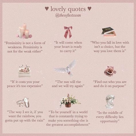 hey everyone! sorry about not posting yesterday if you saw my story I had surgery yesterday and I just wasn’t up to it. anyways here’s the… Aesthetic Nicknames, Dreamy Quotes, Etiquette And Manners, Aesthetic Girly, Angel Aesthetic, Lovely Quotes, Lovely Quote, Classy Aesthetic, Pinterest Aesthetic