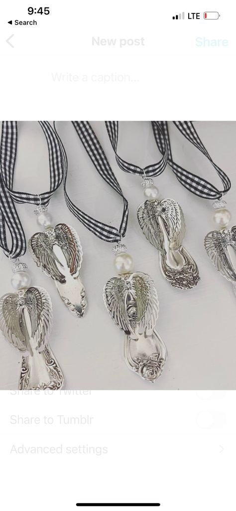 Silverware Angels, Silverware Rings, Angels Ornaments, Vintage Spoon Jewelry, Diy Angel Ornaments, Spoon Jewelry Diy, Silver Ware, Spoon Ornaments, Cutlery Art