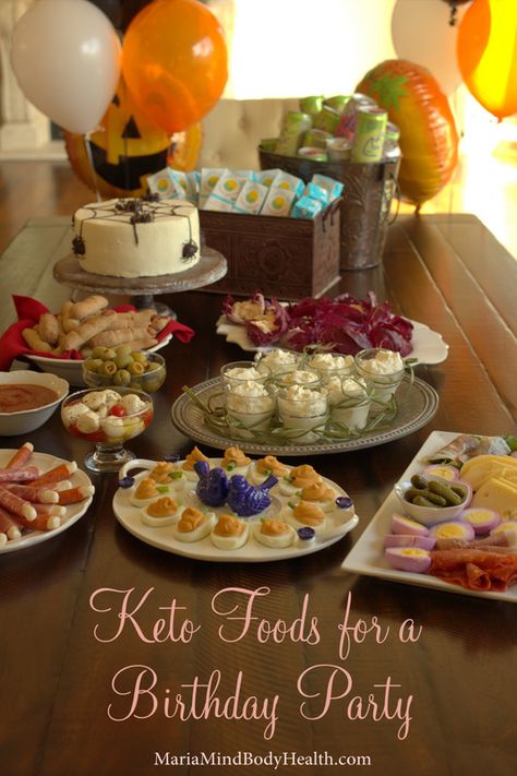 Low Carb Gluten Fre Keto Foods for a Birthday Party Keto Birthday Party Food, Keto Birthday Dinner, Foods For A Birthday Party, Low Carb Birthday, Keto Birthday, Maria Mind Body Health, Low Carb Holiday, Keto Holiday, Low Carb Meal Plan