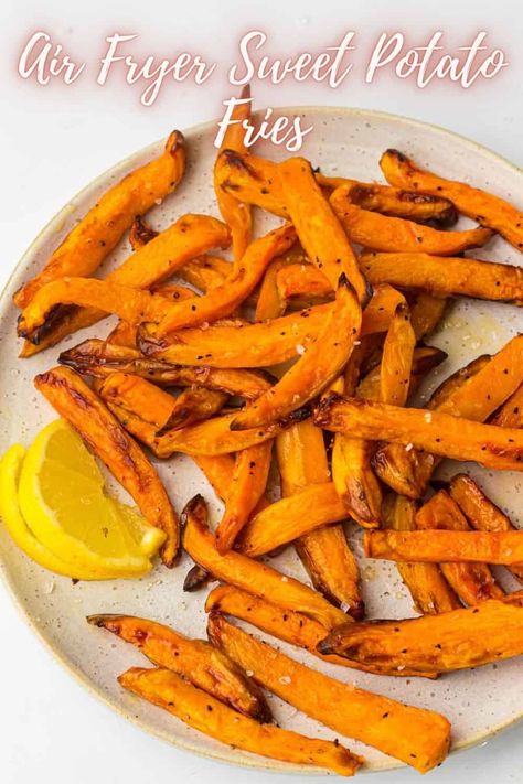 Air Fried Sweet Potato Fries, Fried Sweet Potato Fries, Fried Sweet Potato, Sweet Potato Fries Recipe, Air Fryer Sweet Potato Fries, Sweet Potato Recipes Fries, Vegetarian Recipes Lunch, Seasoned Veggies, Crispy Sweet Potato