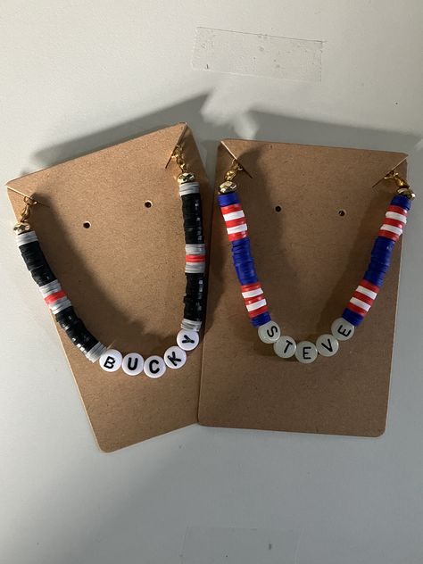 Marvel Bead Bracelet Ideas, Marvel Clay Bead Bracelet, Winter Soldier Bracelet, Bucky Barnes Bracelet, Bucky Barnes Bookmark, Avengers Bracelet, Bucky Barnes Necklace, Marvel Bracelets, Bucky Barnes Merchandise