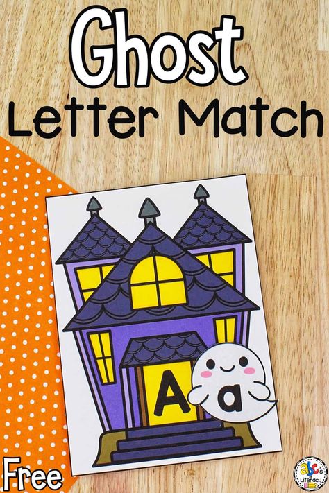 Halloween Phonics Activities Preschool, October Letter Activities, Ghost Literacy Activities Preschool, Halloween Letters Preschool, Halloween Letter Activities Kindergarten, Halloween Abc Activities, Ghost Theme Preschool, Fall Alphabet Activities Preschool, Halloween Name Activities