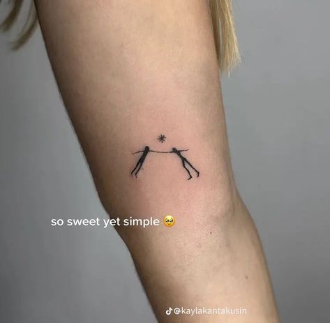 Tiny Tattoos With Meaning, Dancer Tattoo, Small Dragonfly Tattoo, Matching Sister Tattoos, Minimal Tattoo Design, Hand Poked Tattoo, Red Ink Tattoos, Poke Tattoo, Dainty Tattoos