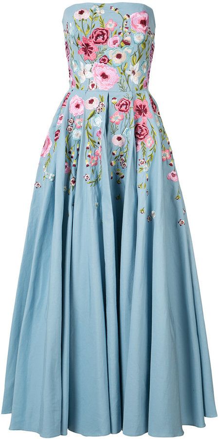 Blue Floral Embroidered Dress, Embroidered Evening Gown, Floral Theme Dress, Embroidered Dress Formal, Blue Embroidered Dress, Powder Blue Dress, Marchesa Dress, Flower Embroidered Dress, Blue Colour Dress