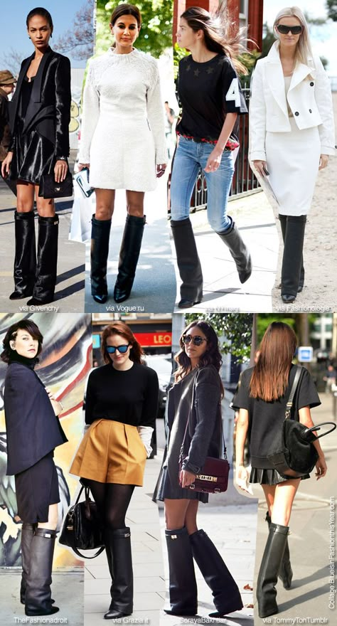 Really not seeing how these givenchy boots are such a big thing. Fancy rainboots is what they remind me of Padlock Boots Outfit Ideas, Fold Down Boots Outfit, Outfits With Givenchy Boots, Folded Over Boots Outfit, Overlay Boots Outfit, Givenchy Shark Lock Boots Outfit, Folded Boots Outfit, Shark Lock Boots Outfit, Foldover Boots Outfit