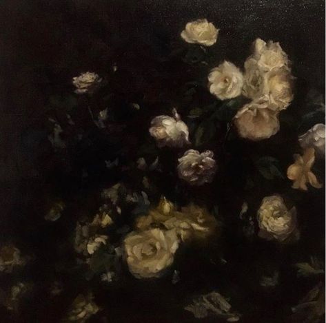 Peonies Dark Aesthetic, Dark Paint Aesthetic, Classic Art Flowers, Stuff To Paint On A Black Canvas, Black Paintings Aesthetic, Dark Flowers Painting, Pictures For Picture Wall, Old Flower Painting, Painting Aesthetic Black