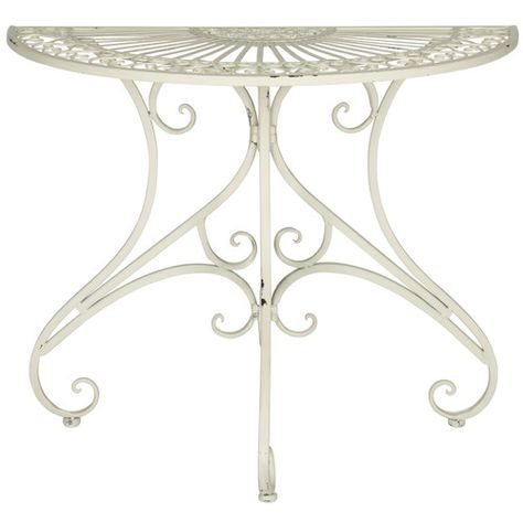 Lark Manor Lamere End Table Southern Gardens, Half Moon Table, White Accent Table, Patio Accent Table, Iron Console, Iron Console Table, Outdoor End Tables, Round Accent Table, Outdoor Side Tables