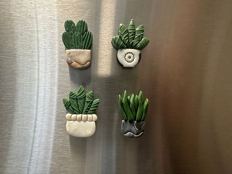 How to Make Beautiful Clay Magnets DIY: A Beginner's Guide Plant Magnets Diy, Mini Clay Plants, Clay Magnet Ideas Aesthetic, Easy Clay Magnets, Clay Refrigerator Magnets, Polymer Clay Fridge Magnets Diy, Air Dry Clay Magnet Ideas, Diy Clay Fridge Magnets, Mini Clay Magnets