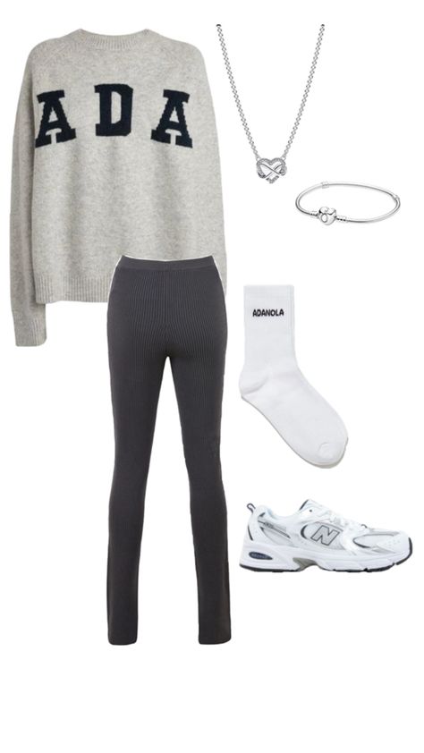 adanola socks and jumper ribbed leggings new balance shoes Pandora necklace and bracelet Adanola Socks, Adanola Outfit, Pandora Necklace, Ribbed Leggings, Necklace And Bracelet, Balance Shoes, Cute Outfit, New Balance Shoes, Outfit Idea