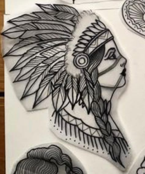 American Traditional Native Woman Tattoo, Neo Traditional Native American Tattoo, Punk Tattoos For Women, Aztec Traditional Tattoo, First Nations Tattoo, Traditional Tattoo Native American, Native American Traditional Tattoo, Traditional Native American Tattoos, Traditional Tattoo Indian