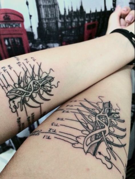 Meredith Grey Tattoo, Greys Anatomy Matching Tattoos, Greys Anatomy Tattoo, Anatomy Tattoo, Bestie Tattoos, Sisters Tattoo, Bestie Tattoo, Gray's Anatomy, Creepy Tattoos