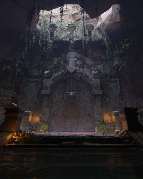 ArtStation - Dungeon Entrance - Environment (UE5) Dungeon Entrance, Gecko Vivarium, Fantasy Places, Conceptual Design, Matte Painting, Game Inspiration, Backdrops Backgrounds, Unreal Engine, Environmental Art