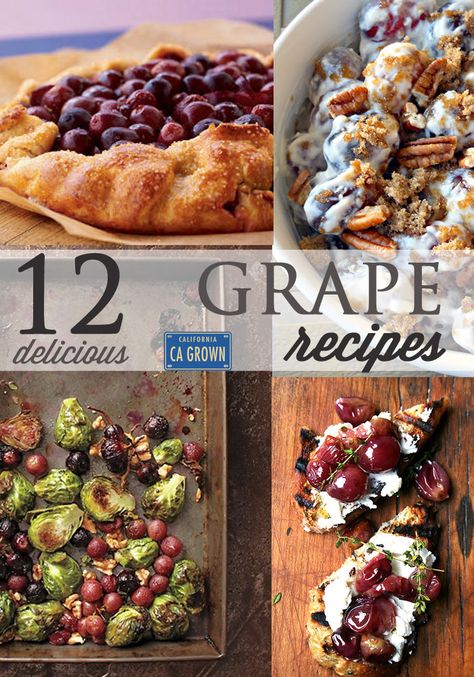 Purple Grapes Recipes, Grape Dessert Recipes, Green Grapes Recipes, Grape Wine Recipe, Concord Grape Recipes, Grape Appetizers, Grape Snacks, California Recipes, Grape Dessert