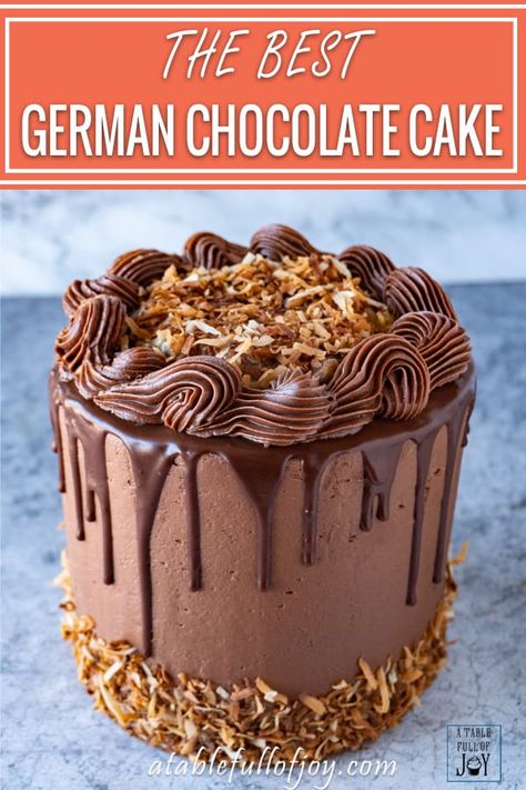 German Chocolate Cake Recipe Pinterest pin Bolo Do Barcelona, German Chocolate Cake Frosting, Cake Recipes Uk, German Chocolate Cookies, Homemade Cake Recipes Chocolate, Chocolate Cake Frosting, German Chocolate Cake Recipe, Chocolate Cake From Scratch, Sprinkles Cake