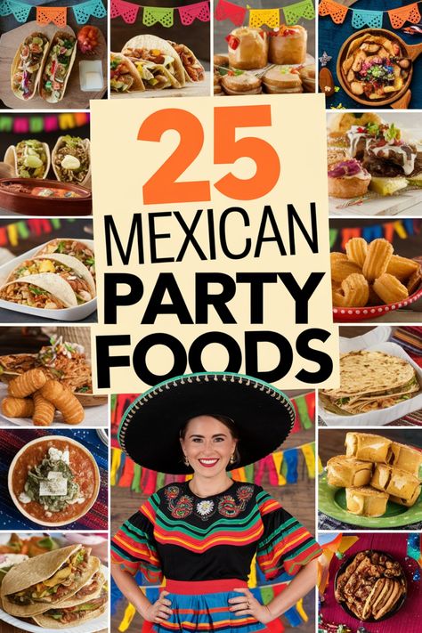 Throwing a fiesta? Discover 25 irresistible Mexican party food ideas, from appetizers to desserts, perfect for any gathering! Mexican Party Food Ideas, Mexican Party Food, Mexican Party, Party Food Ideas, Party Food, Food Ideas