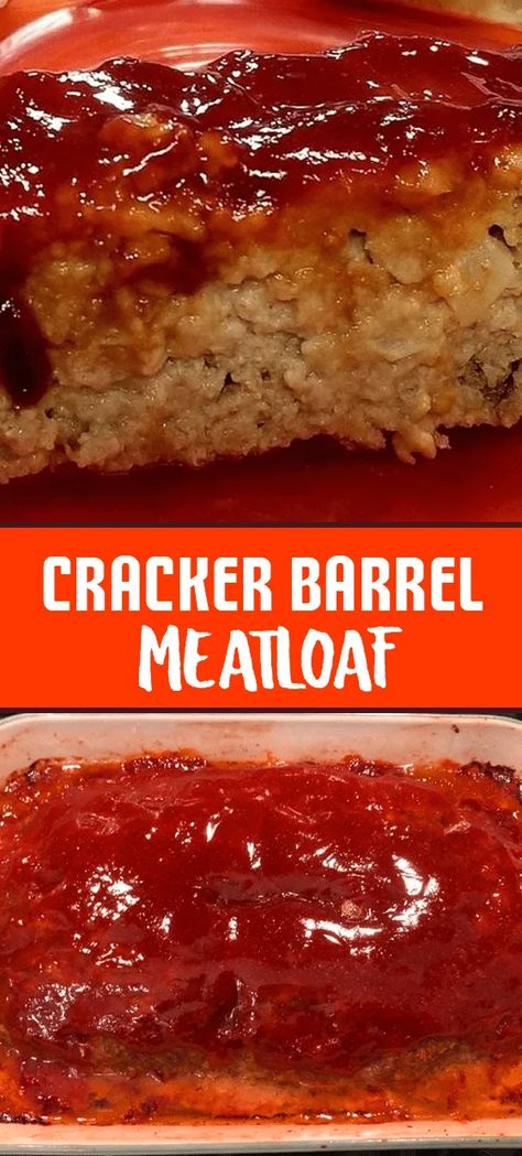 Meatloaf min Copycat Cracker Barrel Meatloaf, Cracker Barrel Meatloaf Recipe, Copycat Cracker Barrel, Cracker Barrel Recipes, Cracker Barrel Meatloaf, Meatloaf Glaze, Delicious Meatloaf, Meatloaf Ingredients, Easy Meatloaf