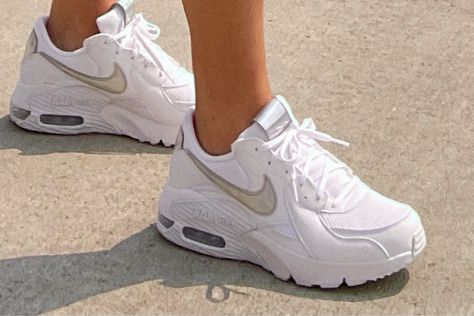 Air Max Excee Sneaker - Women's curated on LTK Tenis Shoes Women, Nike White Air Max Women, Casual White Air Max Sneakers, Air Max Outfit Women Jeans, Nike Excee, Air Max Excee Outfit, White Air Max Cushioned Athletic Sneakers, Air Max Excee Outfits, Women’s Nike Air Max Outfit