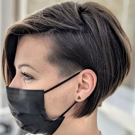 Undercut Bob Haircut, Short Angled Bobs, Bob Ideas, Long Hair Highlights, Undercut Bob, Pixie Bob Hairstyles, Pixie Bob Haircut, Asymmetrical Pixie, Bob Hairstyles For Thick