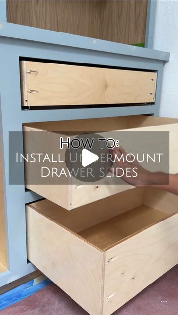 Natalie Park | DIY, Builds & Design on Instagram: "The 6 drawers for the built-ins are installed 🎉 and here’s step-by-step on how I installed these @blum_usa undermount drawer slides! These are seriously the top of the top BEST drawer slides. Ask any cabinet maker! Full extension, soft close, and the sliding is so buttery smooth. Why did I wait so long to use these myself for a DIY project?!   TBH, I was VERY intimidated to buy and install these because they just look and seem overwhelming to install.. which is why I prob always opted for side mount slides in my previous DIY projects. But they’re actually fairly easy to install!  I hope this little tutorial breaks it down easily for you and gives you the confidence to try these out! If I can do it, so can you!  Note*: this tutorial shows Installing Drawer Slides, Diy Dresser Drawers, 6 Drawer Tall Dresser, Undermount Drawer Slides, Wood Drawer Slides, How To Make Drawers, Heavy Duty Drawer Slides, Drawer Sliders, Cabinet Slides