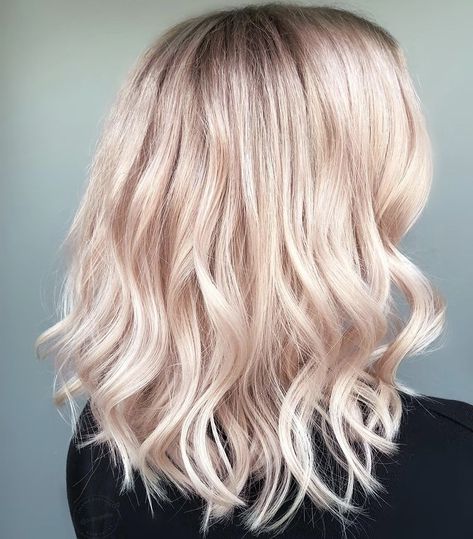 Pearl Rose Blonde Hair, Mid Length Blonde Hair, Toner For Blonde Hair, Guytang Mydentity, Champagne Blonde Hair, I Like Your Hair, Pink Blonde, Highlights Curly, Pink Blonde Hair