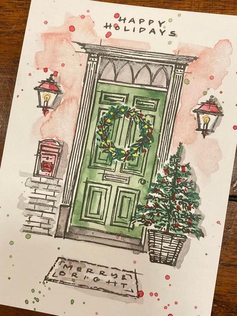 Christmas Gifts Drawing, Tree Craft Ideas, Christmas Wallpaper Aesthetic, Aesthetic Tree, Gifts Drawing, Christmas Sketch, Gift Painting, Christmas Card Art, Watercolor Christmas Cards