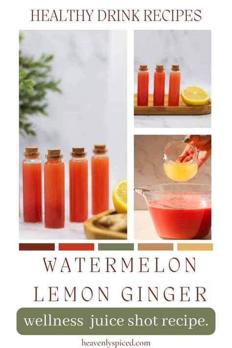 These Watermelon Lemon Ginger Wellness Juice Shots are loaded with nutrients that may support overall health and wellness. A tasty, anti-inflammatory, hydrating electrolyte drink! Save money making this easy, quick, simple juicing recipe at home instead of buying individual shots at the store. Best Juicing Recipes | Mocktail Recipes Watermelon Lemon Ginger Juice, Watermelon Ginger Lemon Juice, Watermelon And Ginger Juice, Main Squeeze Juice Recipes, Watermelon Wellness Shots, Ph Health, Wellness Shots Recipe, Energy Juice Recipes, Wellness Juice