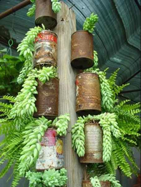 10 Garden Trends for Spring 2013 - Cheap Planters, Recycled Garden Planters, Taman Air, Recycled Tin Cans, Creative Planter, Upcycle Garden, Recycled Garden, Tin Cans, Garden Containers