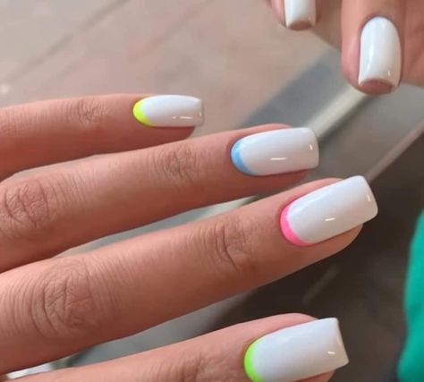 White Nails With Neon, Neon Nail Art Designs, Neon Nail Art, Beachy Nails, Nails 2024, Neon Nails, Beauty Nail, Neon Colors, Nails On Fleek