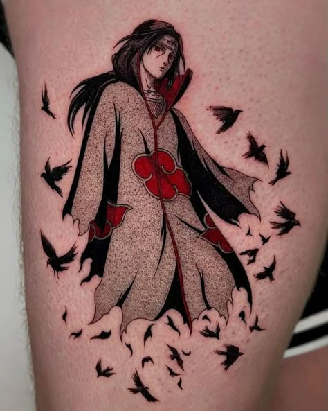 Itachi tattoo done by © Tattooist Monday. Itachi Tattoo, Samurai Tattoo Sleeve, Lightning Photos, Tattoo Filler, Realistic Tattoo Sleeve, Naruto Tattoo, Naruto Drawings, Samurai Tattoo, Anime Tattoos