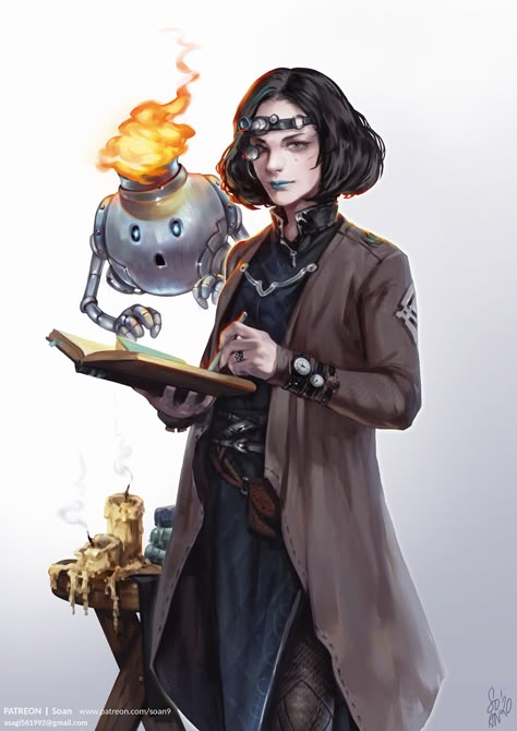 ArtStation - Scientist maiden , Soan Valentine Scientist Fantasy Art, Steampunk Scientist Character Design, Dnd Scientist, Elf Scientist, Fantasy Scientist, Female Scientist Character Design, Scientist Concept Art, Artificer Art, Steampunk Scientist