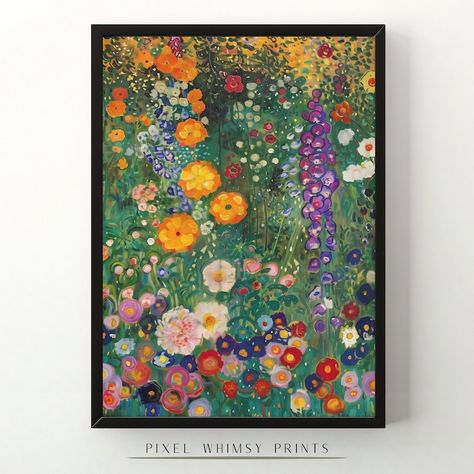 Gustav Klimt Farm Garden Print, Gustav Klimt Poster, Klimt Flowers, Floral Wall Decor, Wall Art Print, Gustav Klimt Wall Decor, Gift Idea - Etsy Klimt Flowers, Gustav Klimt Poster, Klimt Poster, Gustav Klimt Art, Klimt Art, Farm Garden, Kid Room, Garden Print, Floral Wall Decor