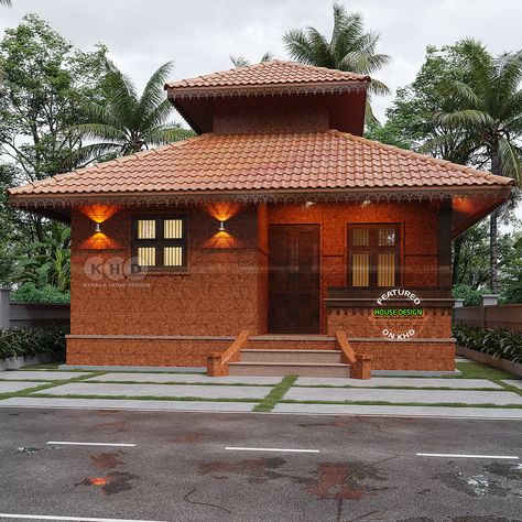 Tiny traditional style House Laterite Stone House, Laterite Stone, Small House Design Kerala, Kerala Traditional House, South Facing House, Tiny Gardens, Kerala Home, Home Gym Design Garage, House Interior Design Styles