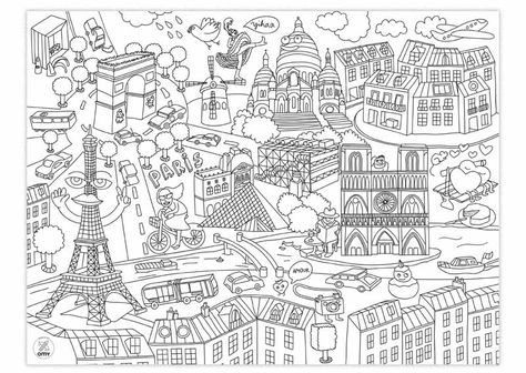 Coloring Placemats, Paris Birthday Parties, French Activities, Paris Birthday, Adult Colouring Pages, Paris Party, Paris Map, Colouring Printables, Printable Adult Coloring Pages