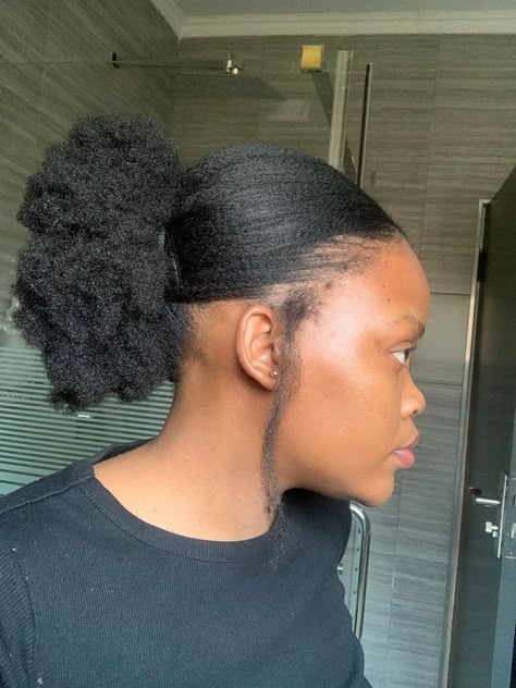 Sleek Back Hairstyle, Hairstyle For Natural Hair, Low Puff, 4c Natural Hair Care, Back Hairstyle, Natural Hair Ponytail, Hair Like Wool, Natural Hair Puff, Big Natural Hair