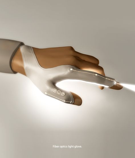 Future Wearable Technology, Futuristic Flashlight, Future Design Product, Futuristic Gloves, Future Product Design, Futuristic Technology Design, Technology Inspiration, Gadget Tecnologici, Desain Pantry