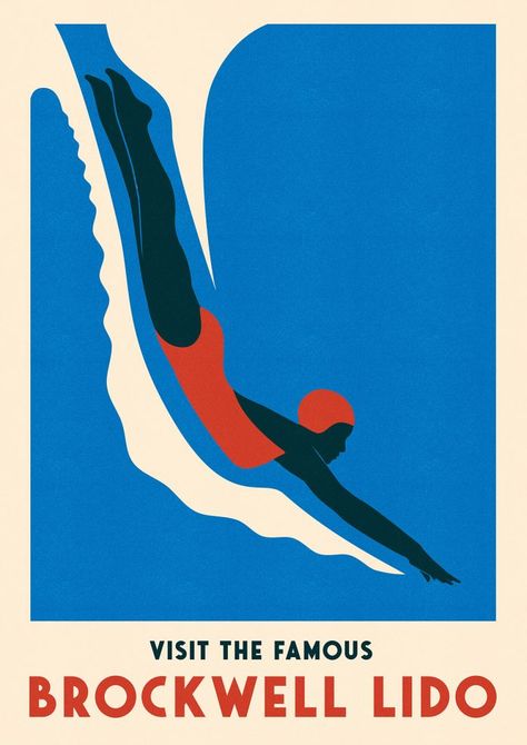 Outdoor Swimming Posters by Telegramme Paper Co. Swimming Posters, Vintage Swim, Outdoor Swimming, Hand Painted Signs, Graphic Design Advertising, Vintage Travel Posters, Painted Signs, Vintage Advertisements, Graphic Design Inspiration