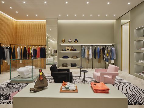 Loewe Opens First Flagship Store in Kuwait | MILLE Girls Dressing Room, Fashion Store Design, Clothing Store Interior, Clothing Store Design, Store Design Boutique, Showroom Interior Design, Store Interiors, Showroom Design, Retail Store Design