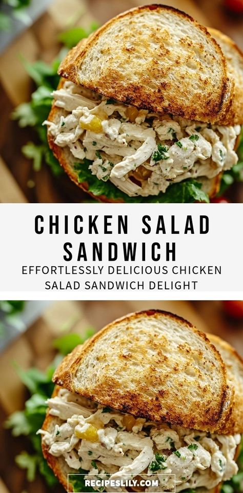 I’m sharing my favorite chicken salad sandwich recipe that’s effortlessly delicious! Perfectly creamy and packed with flavor, this sandwich is my go-to for lunch. It’s quick to prepare and makes for the ideal meal when you’re short on time but still want something satisfying. Trust me, you’ll want to make this over and over again! Canned Chicken Sandwich Recipes, Cold Chicken Sandwich Recipes, Chicken Salad Lunch Ideas, Chicken Salad Recipes Easy, Rotisserie Chicken Salad Sandwich, Rotisserie Chicken Sandwich, Best Chicken Salad Sandwich, Quick Chicken Salad, Chicken Sandwich Filling