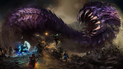 ArtStation - Purple Worm, Joel Pigou Dungeons And Dragons Memes, Dungeons And Dragons Art, Wonder Art, D D Monsters, Dnd Monsters, Cool Monsters, Cosmic Horror, Alien Creatures, Demon Art