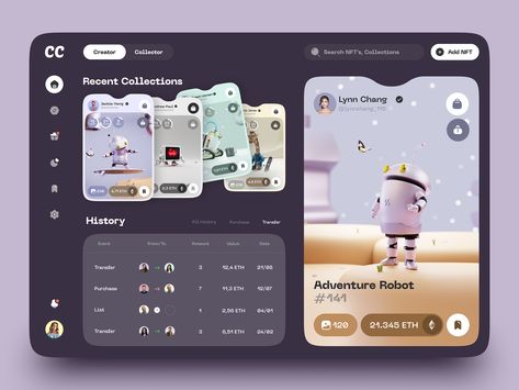 NFT Dashboard by NIKITIN on Dribbble Dashboard Web Design, การออกแบบ Ui Ux, Ui Ux Design Trends, Desain Ux, Ux Design Principles, Ui Design Dashboard, Gfx Design, Desain Editorial, Ui Design Website