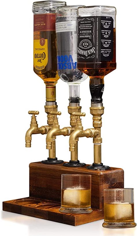 Is your dad a Jack man? Jose? No matter what, he can put his three favorites in this badass brass drink dispenser for himself, his friends, and possibly you... if you're lucky. Alcohol Gifts For Men, Whisky Spender, Jack Daniels Gifts, Whiskey Dispenser, Alcohol Dispenser, Bar In Casa, Liquor Dispenser, Beer Dispenser, Drink Station