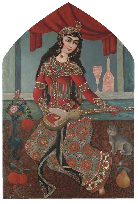 Qajar Painting, Paintings Tumblr, Ancient Persian Art, Qajar Dynasty, Persian Princess, Persian Women, Persian Calligraphy Art, Persian Art Painting, Persian Miniature